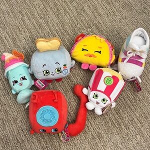 NWT SET Shopkins 6 Colorful Plush Toy Collection 6”